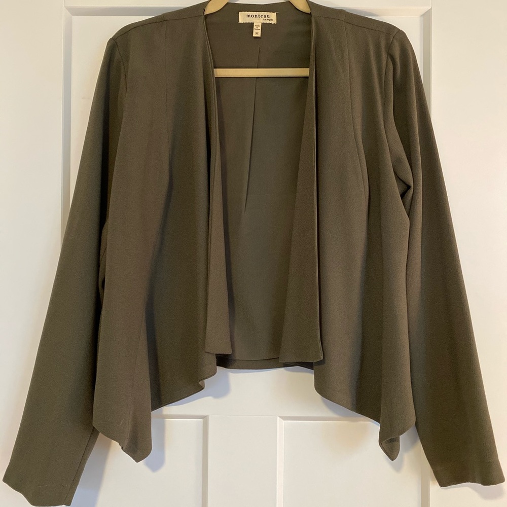 Green open jacket